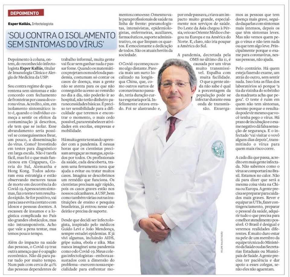 Corretíssima a posição deste médico e do Presidente Bolsonaro